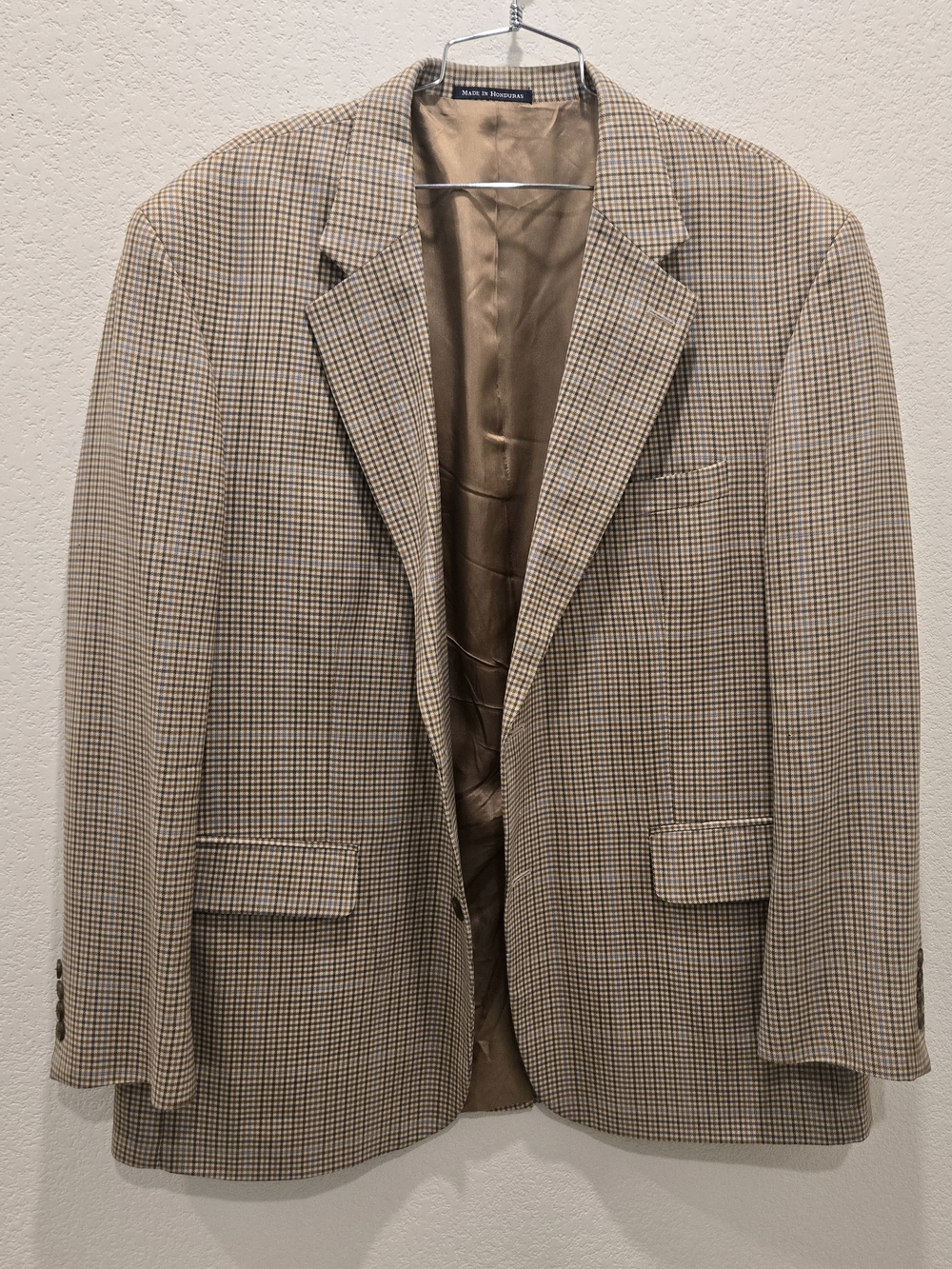 Men's Tan Houndstooth Sport Coat - Classic Tailored Blazer